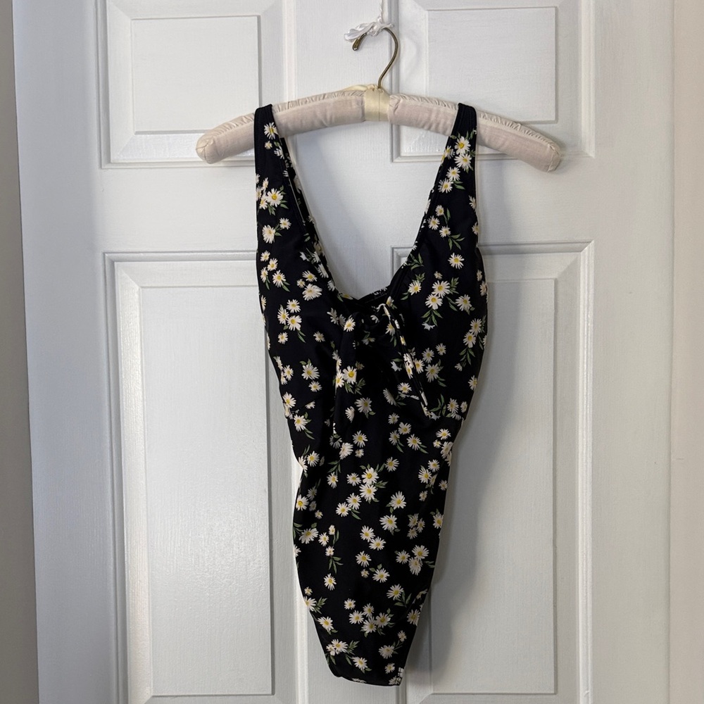Shade & Shore Floral Black One-Piece Swimsuit